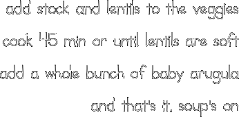 add stock and lentils to